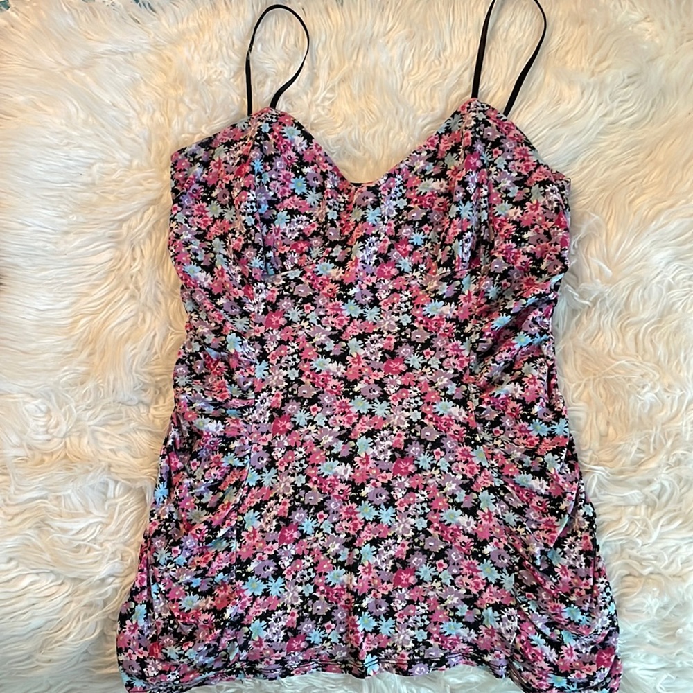 Womens Bisou Bisou Floral Halter Tank Adjustable Size Large